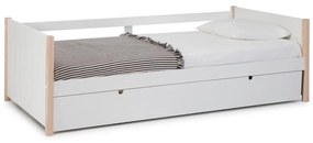 Детско легло от борова дървесина с допълнително разтегателно легло в бял и естествен цвят 90x190 cm Kiara - Marckeric
