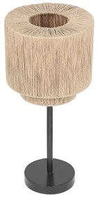 Japandi настолна лампа черна с кафяво въже - Smilla