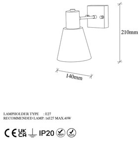 Стенна лампа в златист цвят ø 14 cm Funnel – Opviq lights