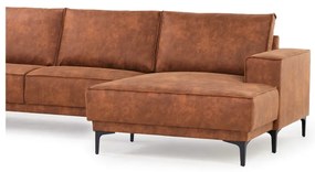 Кафяв ъглов диван от изкуствена кожа (десен ъгъл) Copenhagen - Scandic