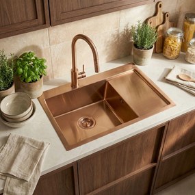 Стоманена мивка Fin BRUSH COPPER