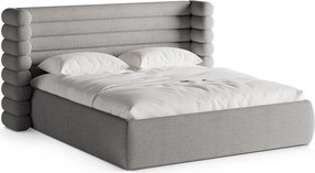 Сиво тапицирано двойно легло с място за съхранение и включена подматрачна рамка 180x200 cm Mount – Micadoni