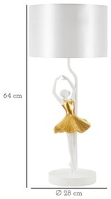 Бяло-златиста настолна лампа с текстилен абажур (височина 64 cm) Dancer – Mauro Ferretti