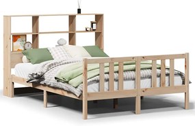 3322305 vidaXL Легло с етажерка за книги, без матрак, 135x190 см, бор масив