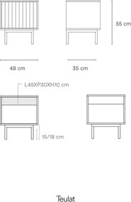 Черно матово нощно шкафче Sierra – Teulat