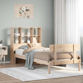 3321802 vidaXL Легло с рафтове за книги, без матрак, 90x200 см, бор масив