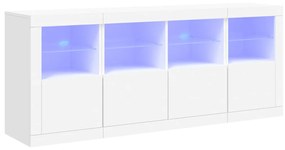 3209072 vidaXL Сайдборд с LED светлини, бял, 163x37x67 см