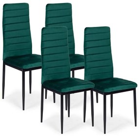 Комплект от 4 елегантни кадифени стола в зелено