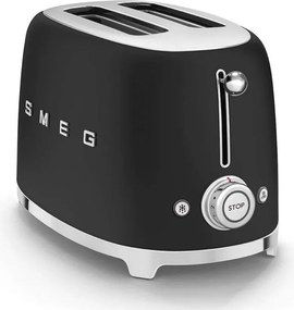 Тостер за хляб SMEG 50's Style TSF01BLMEU, 950W, 2 филии, 6 нива, Тавичка за трохи, Вграден кабел, Неръждаема стомана, Черен мат