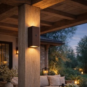 Аплик ръждивокафяв 2-светлинен GU10 AR70 IP44 със сензор светло-тъмно - Baleno