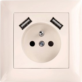 Единичен контакт със заземяване + 2x USB-A OSTE JNH003-G Beige