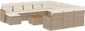 3258992 vidaXL Градински комплект диван с възглавници 13 части бежов полиратан