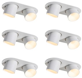 Комплект от 6 вградени спота бели GU10 50mm 2-Light - Installa