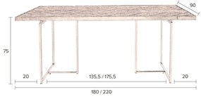 Трапезна маса с плот от дъб 90x180 cm Клас - Dutchbone