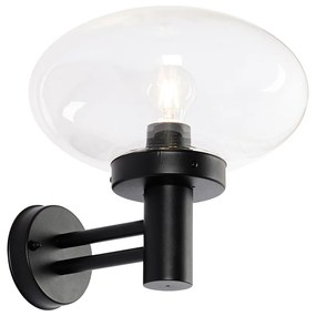 Модерна външна стенна лампа черна със стъкло - Elly