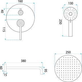 Душ система за вграждане Rea Foster Brush Gold