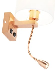 Арт Деко стенна лампа мед с бял абажур - Brescia