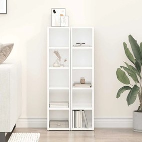 802702 vidaXL CD шкафове, 2 бр, бял гланц, 21x16x93,5 см, ПДЧ