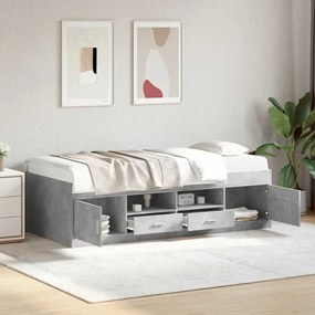 3280261 vidaXL Дневно легло с чекмеджета, без матрак, бетонно сив, 75x190 см