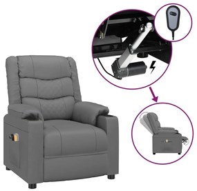 3143459 vidaXL Електрически масажен стол, сив, изкуствена кожа