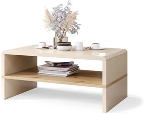 РОК Бежов гланц / Дъб Артисан - МОДЕРНА ХОЛНА МАСА С РАФТ