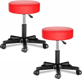 Козметичен стол на колелца 360°, регулируем - комплект от 2 Оранжево