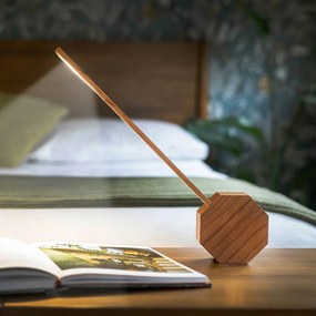 Тъмнокафява LED настолна лампа от декор от череша (височина 39,5 cm) Octagon One – Gingko