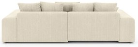 Кремав разтегателен ъглов диван с място за съхранение от рипсено кадифе (променлив) Luma – Ropez