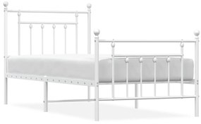 353596 vidaXL Метална рамка за легло с горна и долна табла, бяла, 90x190 см