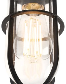 Рустикална външна таванна лампа черна със стъкло IP44 - Elza