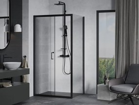 Mexen Apia плъзгаща се душ кабина 100 x 80 см, прозрачна, черна - 840-100-080-70-00