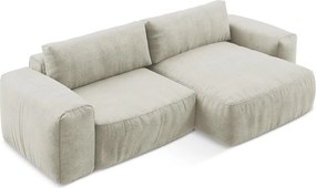 Бежов шенилов сгъваем ъглов диван (десен ъгъл) Kuki – Makamii