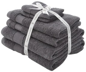 Тъмносиви памучни хавлии и кърпи за баня в комплект от 6 бр. от тери Anti-Bacterial – Catherine Lansfield