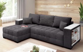 Разтегателен ъглов диван с подлакътник етажерка Мелвин Спринг S