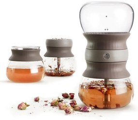 Светлокафяв стъклен чайник с цедка 500 ml – Lékué