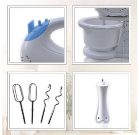 Миксер с купа и пасатор SAPIR SP 1115 GPN, 300W, 2 литра, 5 степени + Турбо, Въртяща се стойка, Бял/син