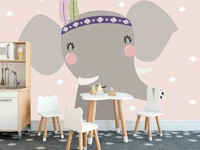Самозалепващ тапет – Слонче с индиански пера