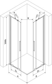 Mexen Velar Душ кабина Duo с плъзгащи се врати 90 x 80 см, прозрачна, хром