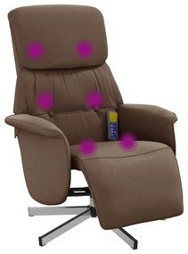 356672 vidaXL Масажен реклайнер стол с поставка за крака, кафяв, плат