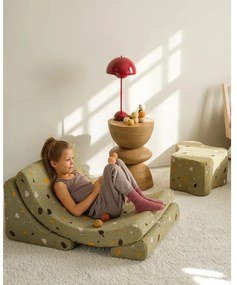 Зелен детски пуф от букле и шенил Terrazzo Cloud – Wigiwama