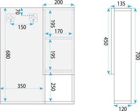 Комплект мебели за баня с мивка Nova DB06-60 60см