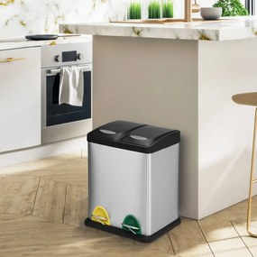 Стоманено кошче за боклук за рециклиране с педал в матово сребрист цвят 2x8 l Tri Selectif – MSV