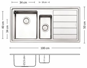 Leks MEGA 100.2 R/L TI Кухненска мивка за вграждане