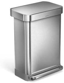 Stříbrný pedálový odpadkový koš simplehuman, 55 l