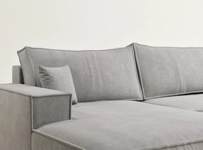 Сиво-бежов шенилов сгъваем/с място за съхранение ъглов диван (U форма) Kyoto – Maison de Rêve