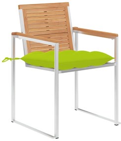 3078607 vidaXL Градински столове, 6 бр, с възглавници, тиково дърво масив