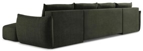 Зелен сгъваем ъглов диван (U форма) Leila – Makamii