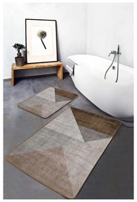 Сиви-кафяви кадифени килими за баня в комплект от 2 бр. 60x100 cm – Mila Home