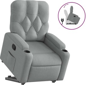 3204710 vidaXL Изправящ реклайнер стол, светлосив, текстил