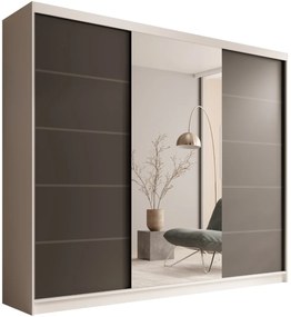 Гардероб Galadriel 250 с плъзгащи врати-Бял-Черен